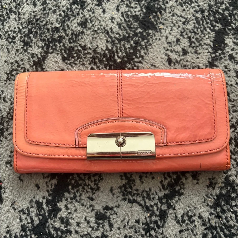 Coach Coral Patent Leather Wallet - Picture 1 of 12